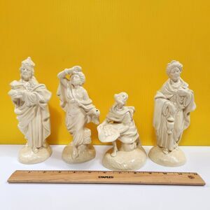 Vtg. Atlantic Mold Christmas Nativity 4 Men Women Lot Beige Cream gloss glazed